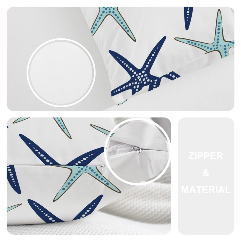BaoNews Coastal Nautical Pillow Covers, Coastal Nautical Starfish Repeat Pattern Navy Blue Lumbar 12 x 20 Inches Decorative Throw Pillow Covers Cotton Cushion for Sofa Bedroom Car, Blue 07, Set of 2 - Image 4